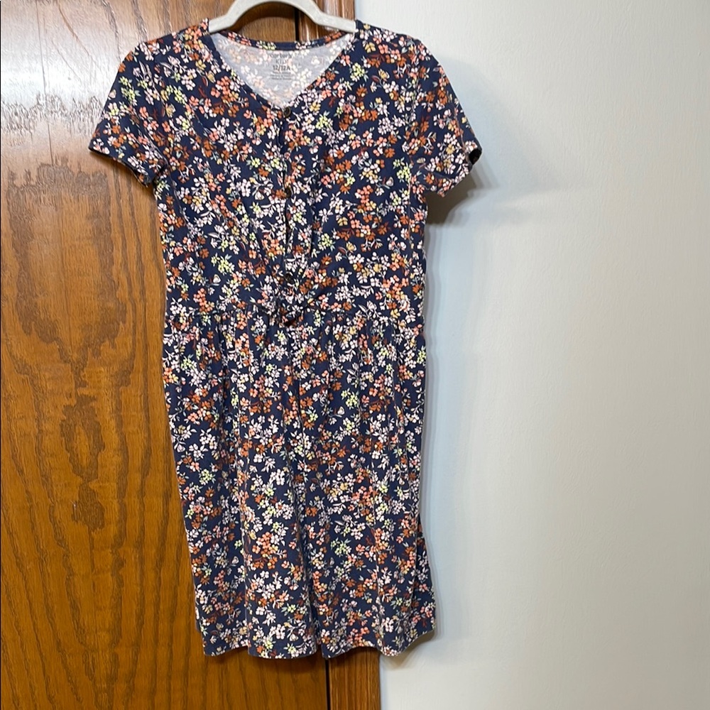 CARTERS UGC Girls Size 12 Floral Casual Dress - Navy and Orange Short Sleeve